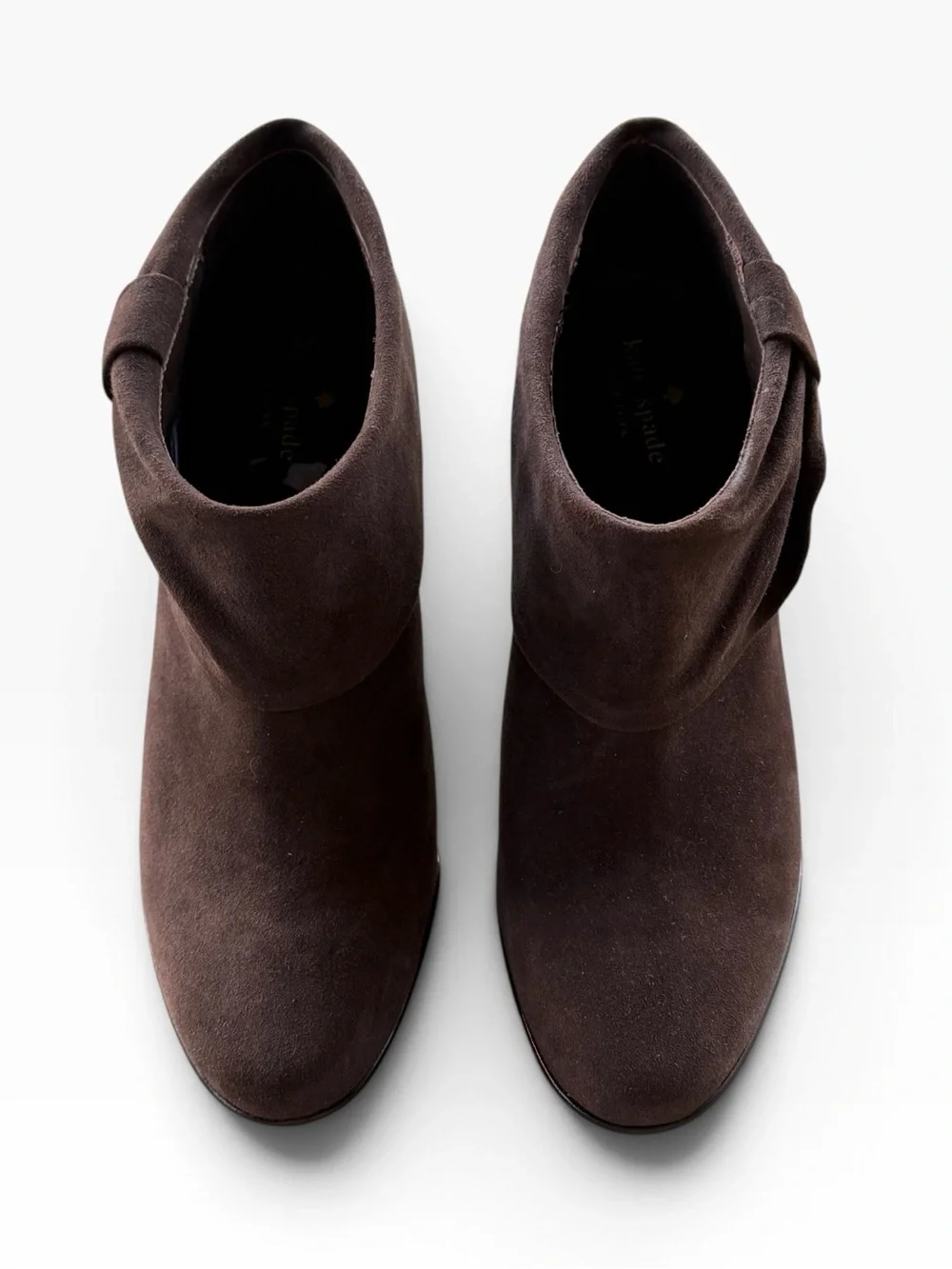 Kate Spade Dark Brown Suede Ankle Booties with Bow Detail Sz 6.5